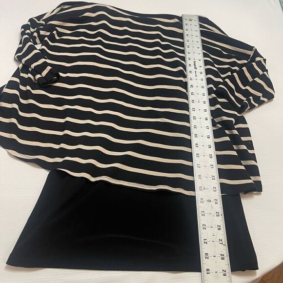 Joseph Ribkoff Black Tan Striped Tunic Blouse Top Size 14 Large - Picture 7 of 7